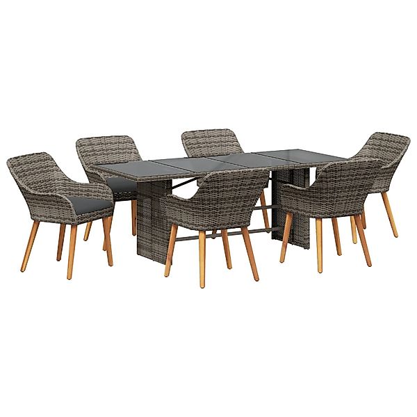 vidaXL 7-Teilige Garten Essgruppe Grau Poly Rattan 3261625 günstig online kaufen