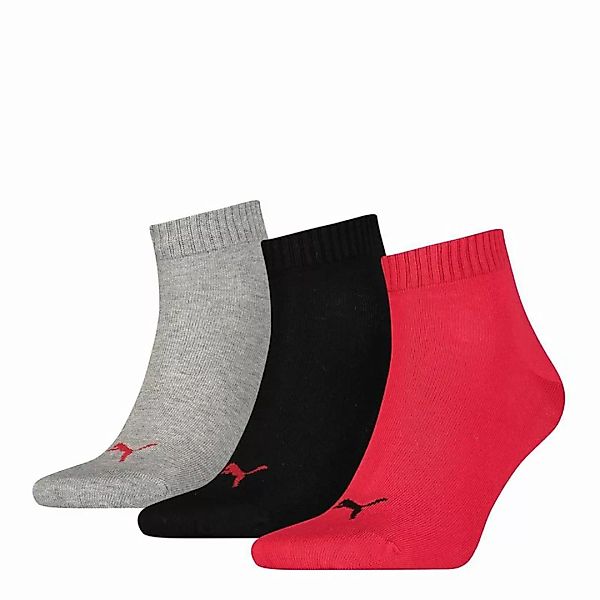 PUMA Unisex Socken, 3er Pack - Quarter, Sneaker Rot 43-46 günstig online kaufen