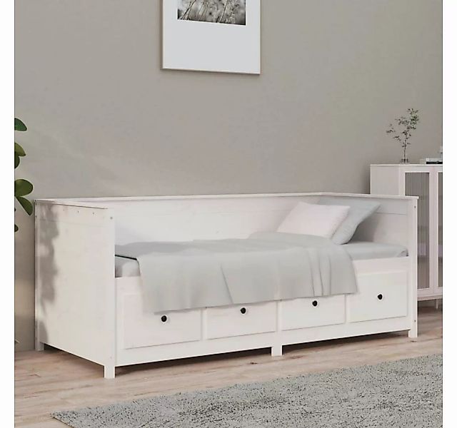 furnicato Bett Tagesbett Weiß 100x200 cm Massivholz Kiefer günstig online kaufen