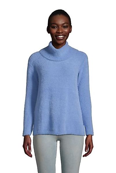Pullover aus Fransengarn mit weitem Kragen, Damen, Größe: XS Normal, Blau, günstig online kaufen