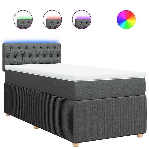 vidaXL Boxspringbett mit Matratze Dunkelgrau 90x200 cm Stoff 3289647 günstig online kaufen