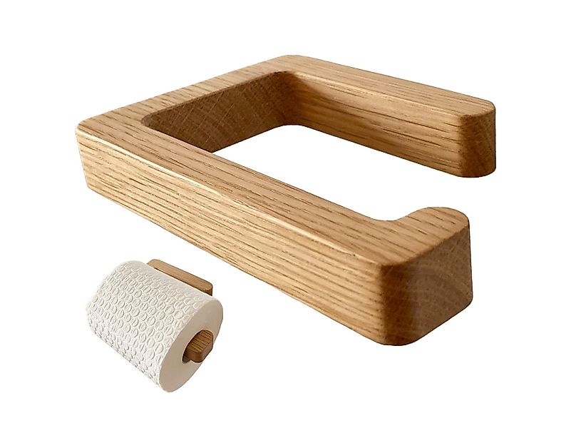 LPManufaktur Toilettenpapierhalter Toilettenpapierhalter Eiche ohne Bohren günstig online kaufen