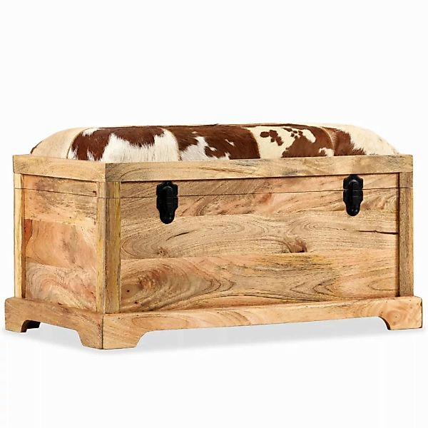 Aufbewahrungsbank Echtleder U. Mangoholz Massiv 80 X 44 X 44 Cm günstig online kaufen