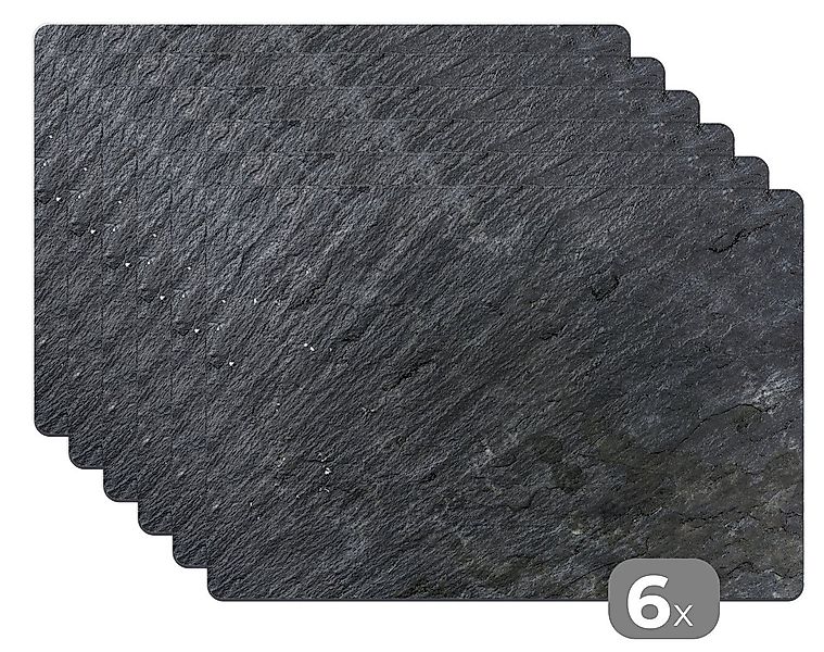 MuchoWow Platzset Naturstein - Industriell - Schiefer - Druck - Grau, (6-St günstig online kaufen