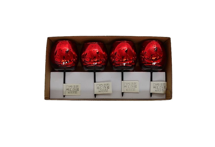Dragimex Teelichthalter Teelichgläser rot aus Glas 4er Set mit Picker für d günstig online kaufen