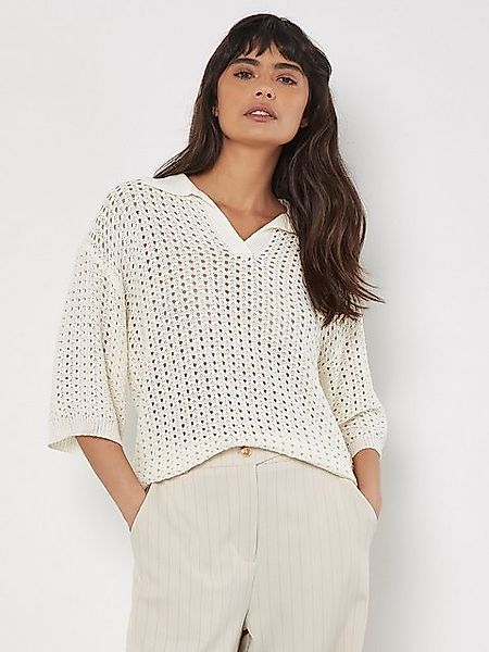 Apricot Klassische Bluse Open Collar Open Stitch Top, (1-tlg) mit Häckelmus günstig online kaufen