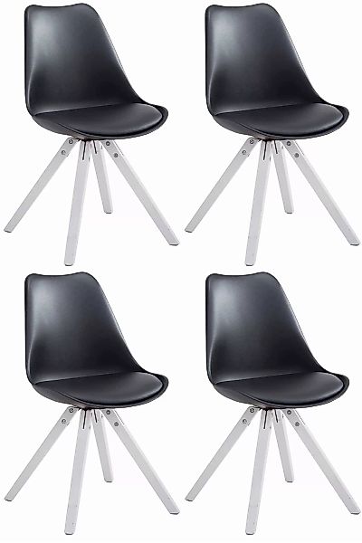4er Set Stühle Toulouse Kunstleder Weiß (eiche) Square Schwarz günstig online kaufen