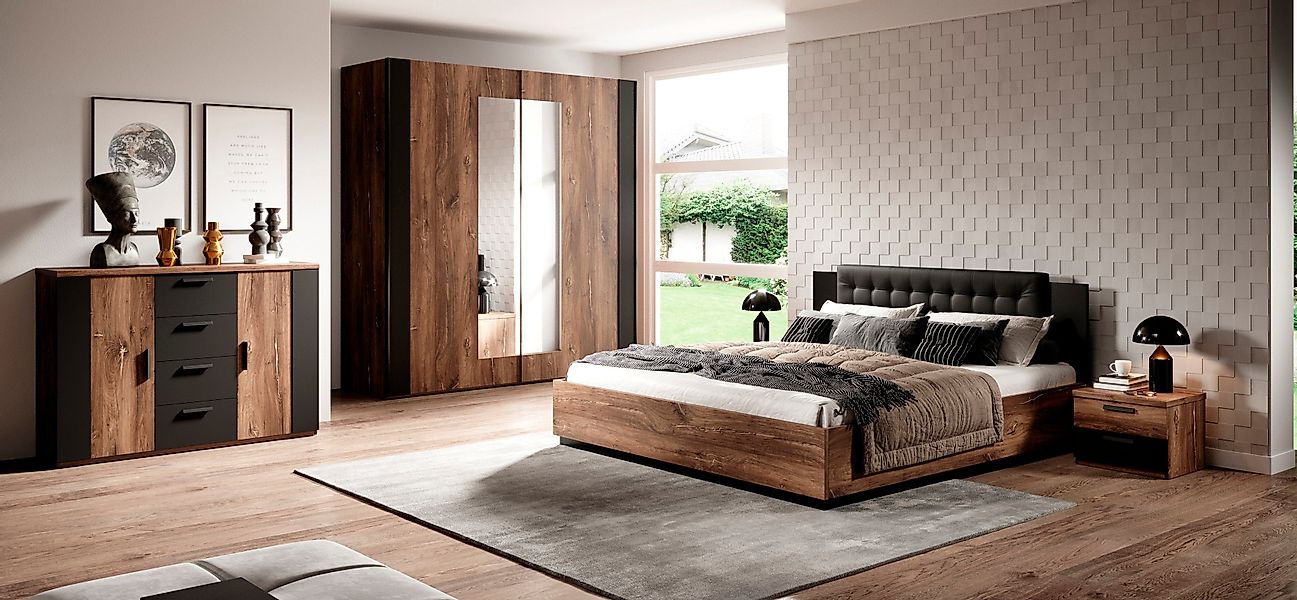 Home affaire Schlafzimmer-Set "Sigma, Set 4 -St(Kleiderschrank, 2xNako, Bet günstig online kaufen