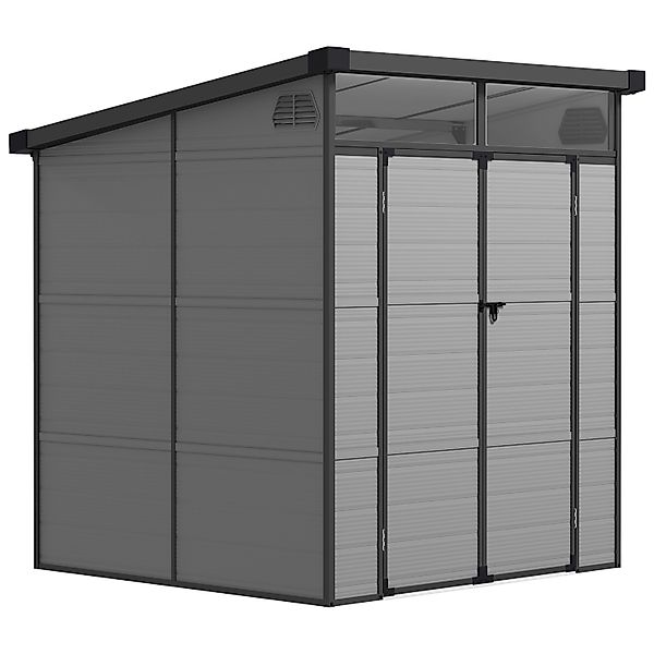Outsunny Gerätehaus Kunststoff Aluminium Hellgrau 190L x 191B x 215H cm günstig online kaufen