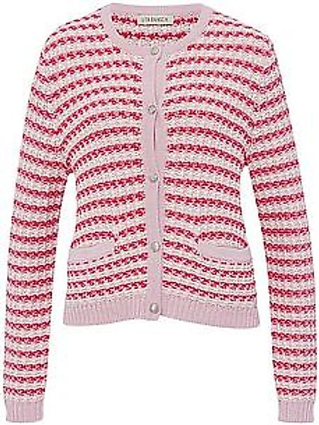 Strickjacke Rundhals-Ausschnitt Uta Raasch pink günstig online kaufen