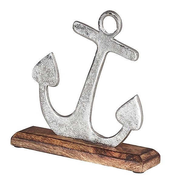 Levandeo® Dekoobjekt, Anker Skulptur 18x22cm Silber günstig online kaufen