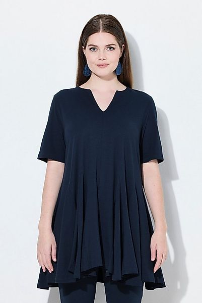 Ulla Popken T-Shirt T-Shirt A-Linie Tunika-Ausschnitt Halbarm günstig online kaufen