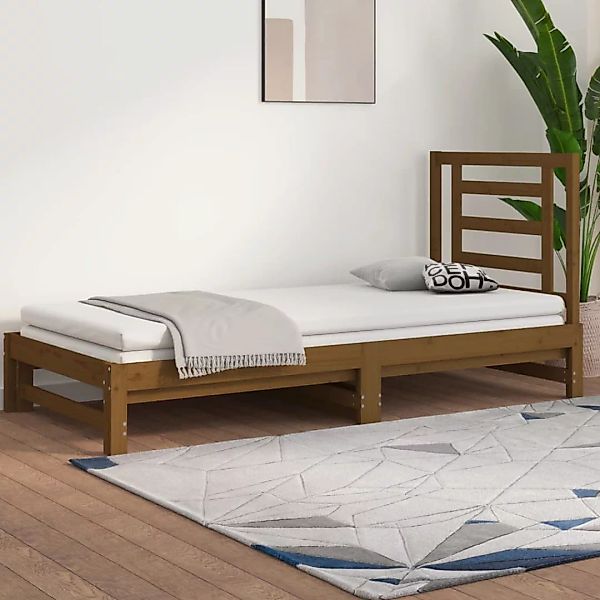 Vidaxl Tagesbett Ausziehbar Honigbraun 2x(90x190) Cm Massivholz Kiefer günstig online kaufen