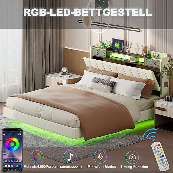 STILVORA Polsterbett 140×200 bett mit Steckdose günstig online kaufen