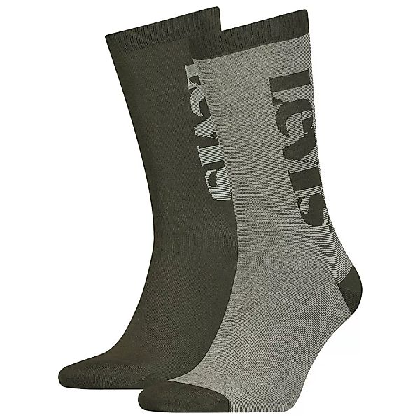 Levi´s ® Regular Cut Logo Micro Gestreifte Socken 2 Paare EU 39-42 Khaki günstig online kaufen