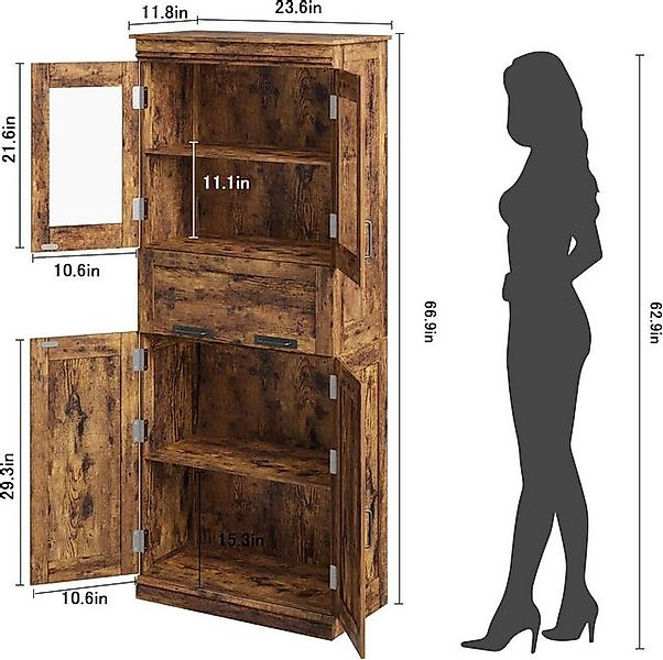 GarveeMore Hochschrank Badezimmerschrank mit 4 Türen, Aufbewahrungsschrank günstig online kaufen