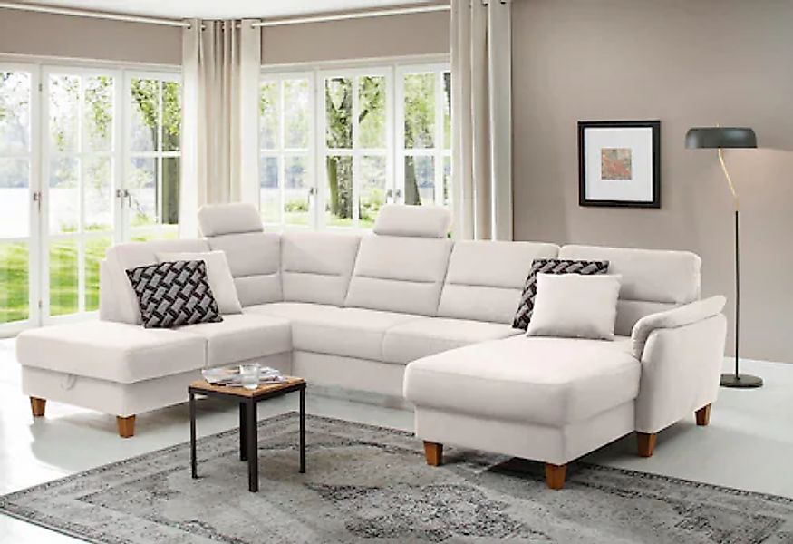 Home affaire Wohnlandschaft »Palmera U-Form, B: 308 cm« optional Bettfunkti günstig online kaufen