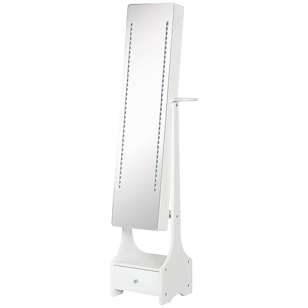 HOMCOM Spiegelschrank Weiß LED Schmuckschrank Schmuckregal MDF Weiß 37 x HO günstig online kaufen