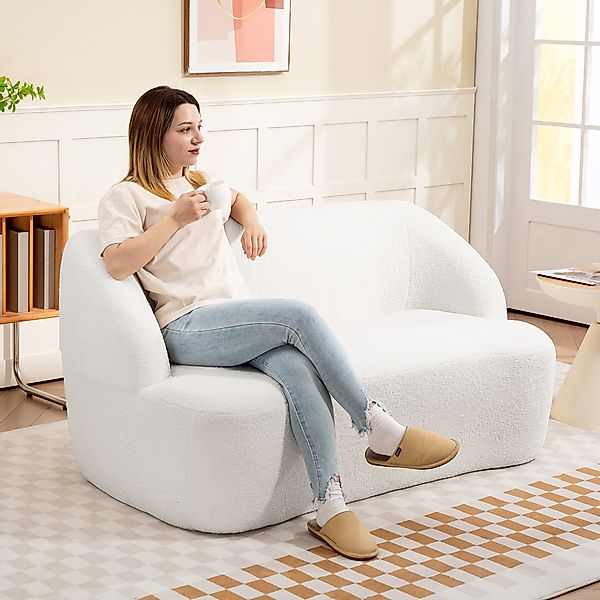 HOMCOM Sofa 2-Sitzer 142 cm Couch Polstersofa mit Armlehne, geschwungenem D günstig online kaufen