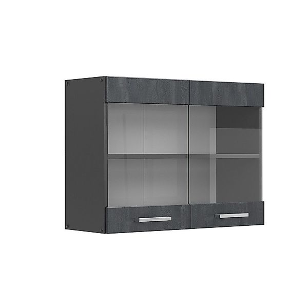Vicco Glashängeschrank R-Line, Schwarz Beton/Anthrazit, 80 günstig online kaufen