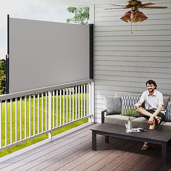 Outsunny Ausziehbare Seitenmarkise 300 x 140cm Gartenmarkise Sichtschutzwan günstig online kaufen