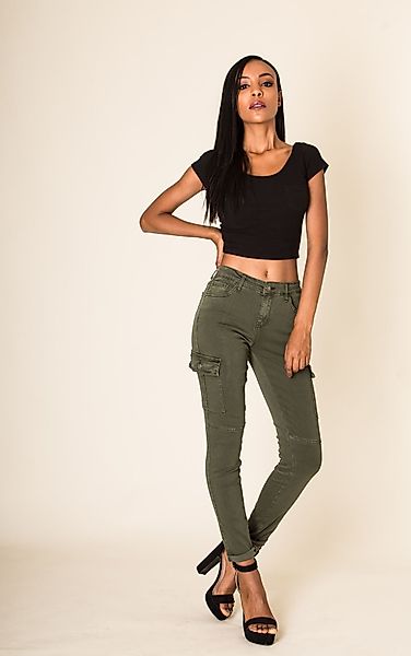 Nina Carter Stoffhose Denim Cargo Pants günstig online kaufen