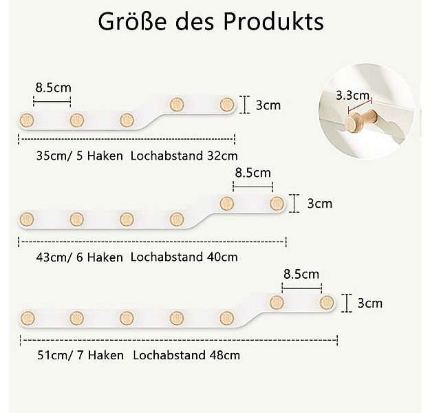 NUODWELL Garderobenleiste Weiß Garderobenhaken wand, Garderobenleiste Eisen günstig online kaufen