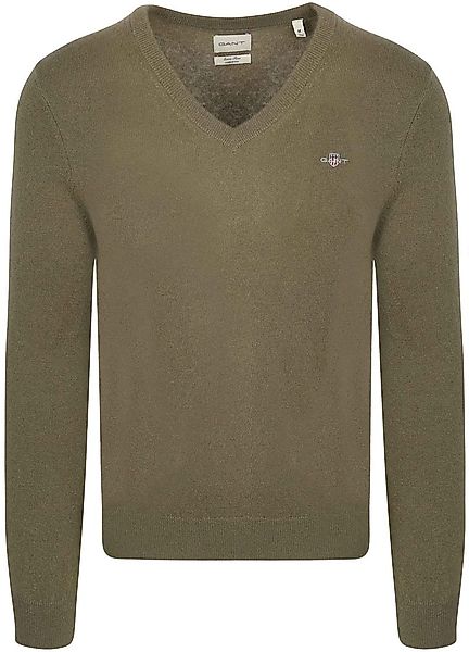 Gant Pullover V-Ausschnitt Wool Blend Army Grün - Größe L günstig online kaufen