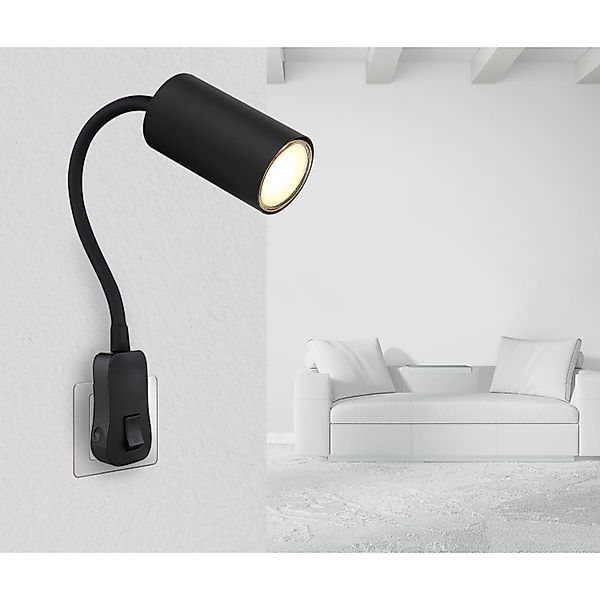 Globo Wandlampe Robby 1-flammig Schwarz 55 x 430 mm günstig online kaufen