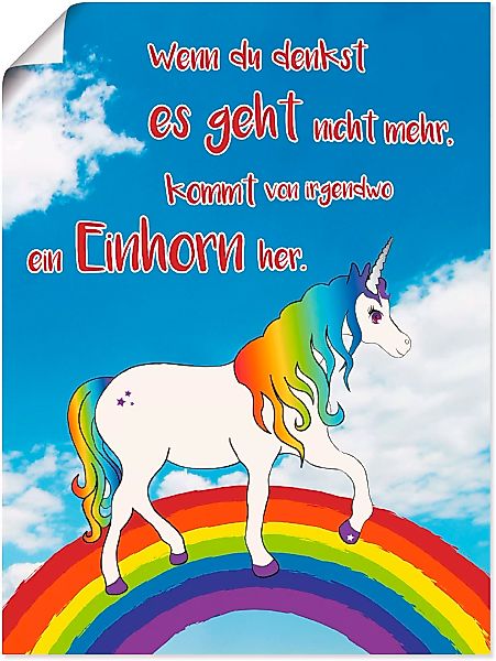 Artland Wandbild "Einhorn mit Regenbogen", Animal Fantasy, (1 St.), als Pos günstig online kaufen