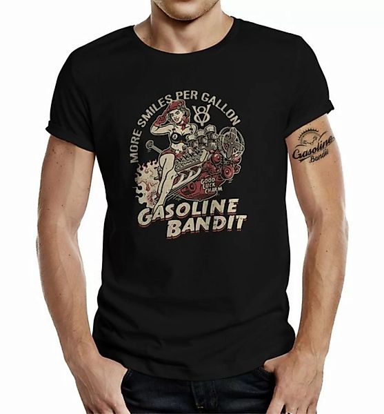 GASOLINE BANDIT® T-Shirt für Rockabilly Racer Hot Rod Fans: V8 - More Smile günstig online kaufen
