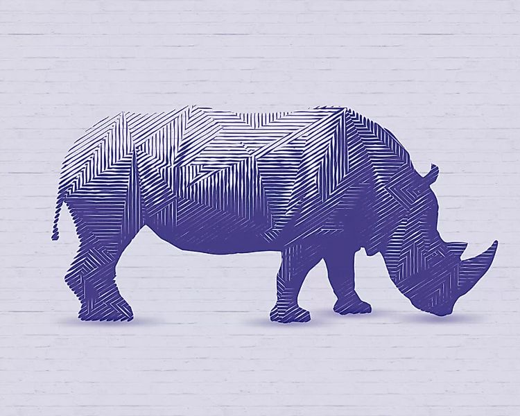 Fototapete "Rhinoceros Purple" 4,00x2,50 m / Glattvlies Perlmutt günstig online kaufen