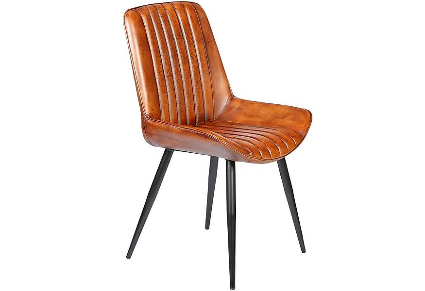 Casa Moro Polsterstuhl Stuhl Esszimmer Leder Braun Industrial Chic (Echtled günstig online kaufen