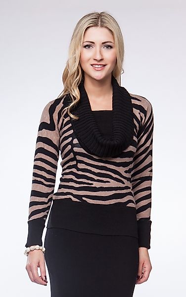 Passioni Strickpullover mit Rollkragen, Zebramuster günstig online kaufen