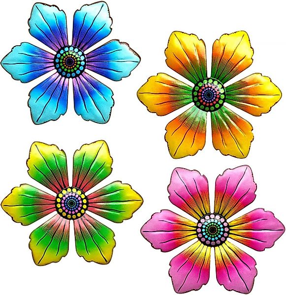 Coonoor Wanddekoobjekt 4 Stücke Metall Blumen günstig online kaufen