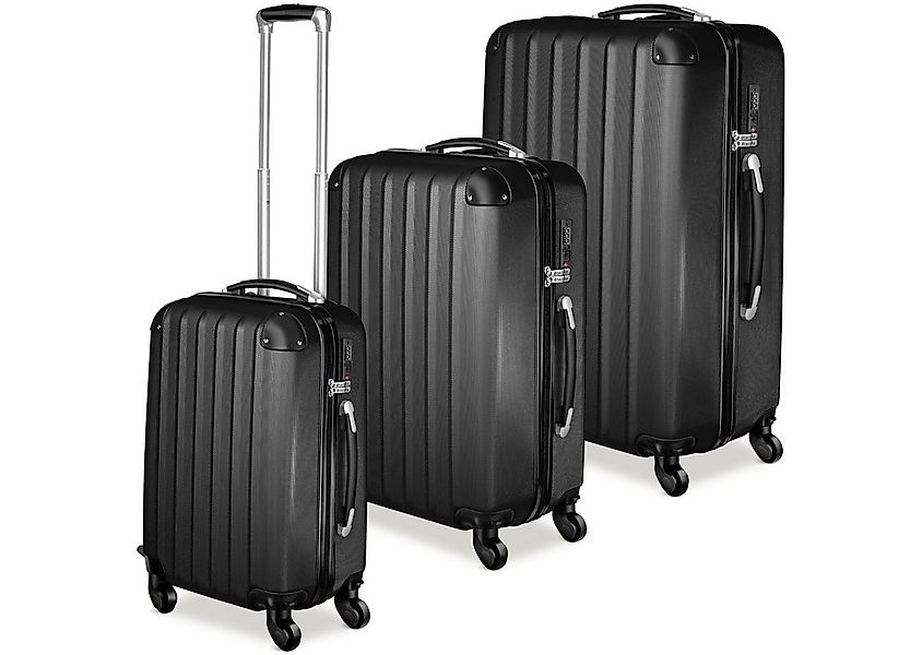 tectake Trolley Hartschalenkofferset mit Teleskopgriff und Sicherheits-Zahl günstig online kaufen