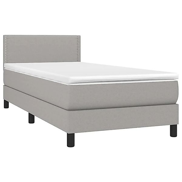 vidaXL Boxspringbett mit Matratze & LED Hellgrau 100x200 cm Stoff 3133053 günstig online kaufen