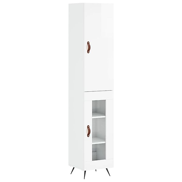 vidaXL Highboard Hochglanz-Weiß 34,5x34x180 cm Holzwerkstoff 3199019 günstig online kaufen