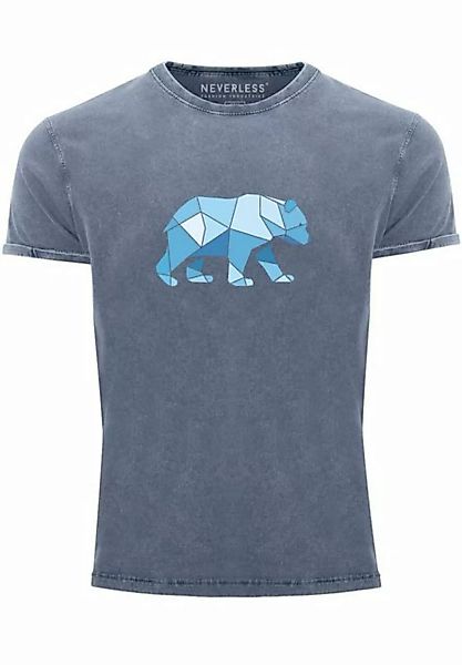 Neverless Print-Shirt Herren Vintage Shirt Polygon Grafik Bär Outdoor Fashi günstig online kaufen