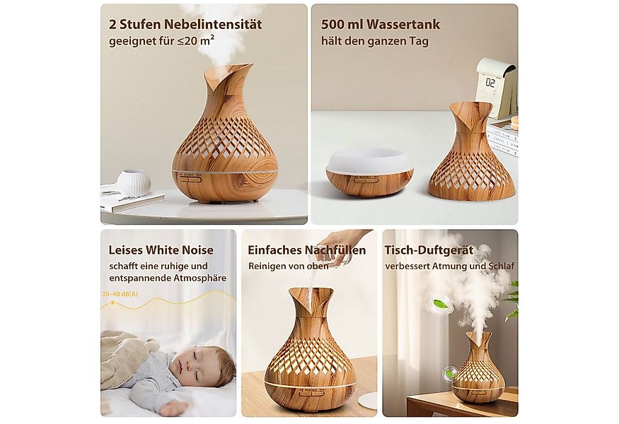 KNKA Luftbefeuchter Aroma Diffuser Luftbefeuchter für Ätherische Öle mit Ti günstig online kaufen