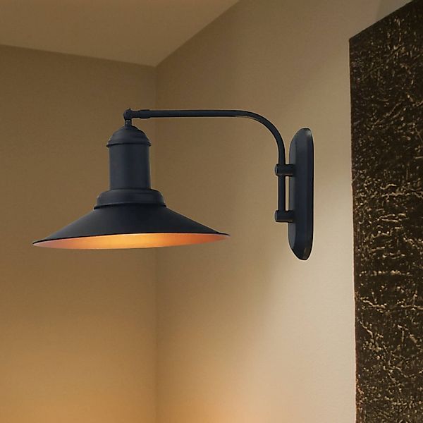 Wandleuchte Lorato, schwarz, Höhe 25 cm, Metall, E27 günstig online kaufen