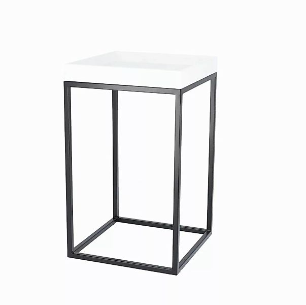 Beistelltisch Pino Säulenform Gestell schwarz Tablett Esche Weiß günstig online kaufen
