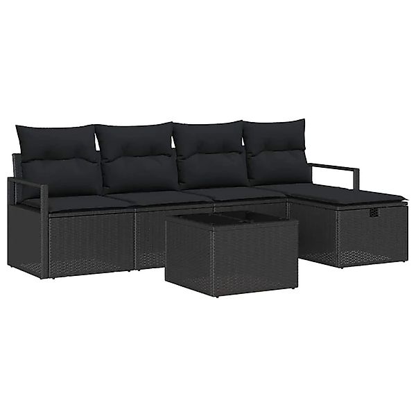 vidaXL 6-Teiliges Garten-Sofa-Set mit Kissen aus Schwarzem Poly Rattan 3360 günstig online kaufen