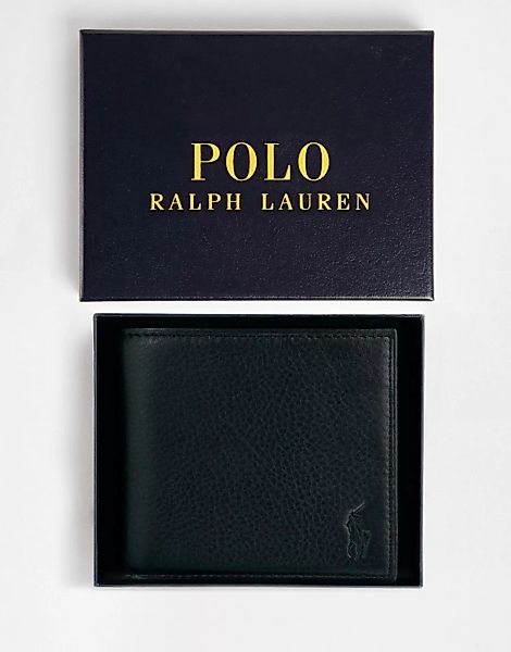 Polo Ralph Lauren – Schwarze Faltbrieftasche aus Leder günstig online kaufen