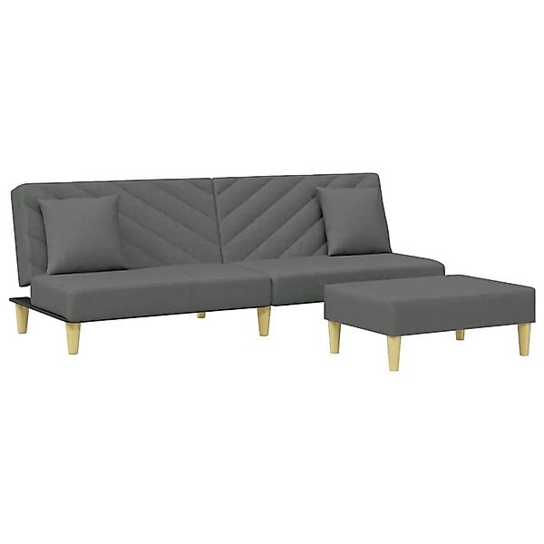 vidaXL Schlafsofa 2-Sitzer mit Kissen und Fußhocker Dunkelgrau Stoff 321625 günstig online kaufen