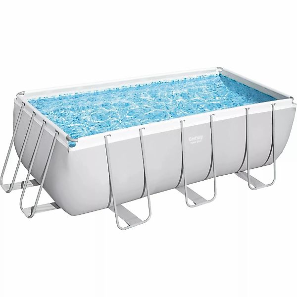 Bestway Frame Pool-Set Power Steel 412 x 201 x 122 cm Lichtgrau Eckig günstig online kaufen