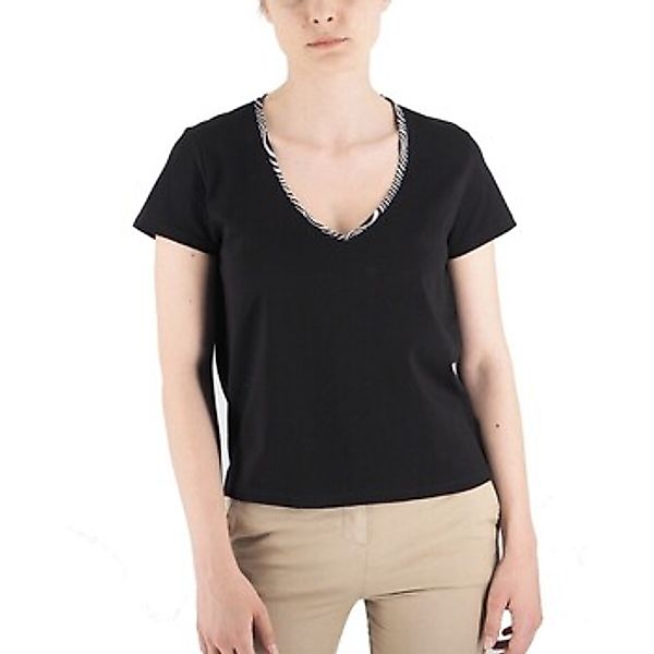 Devid Label  T-Shirts & Poloshirts T-Shirt V-Kragen Zebra Schwarz günstig online kaufen