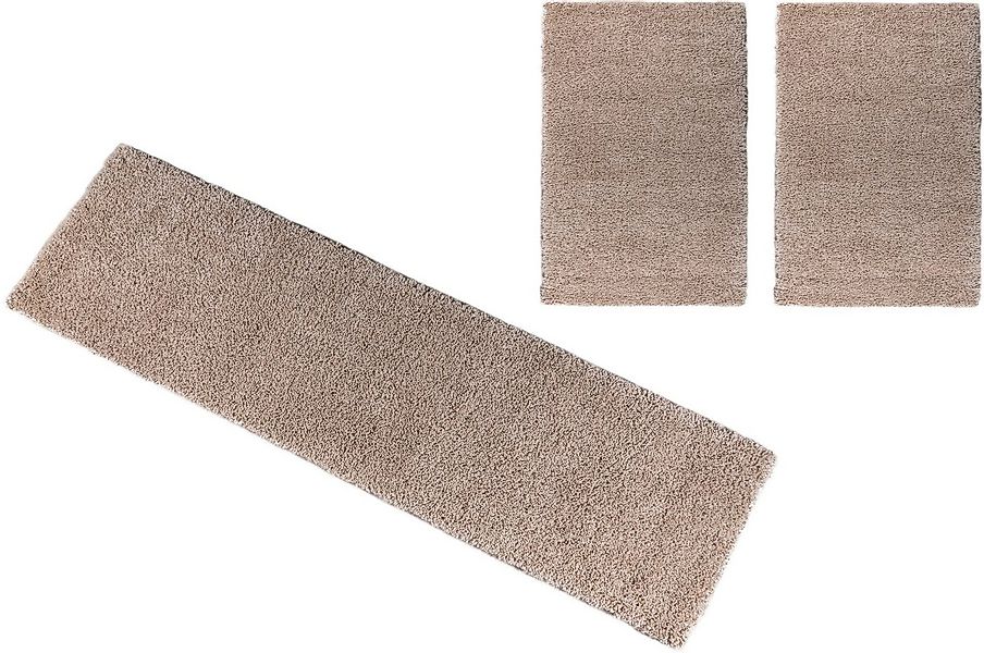 Bruno Banani Bettumrandung Shaggy Soft, Höhe 30 mm, (3-tlg), gewebt, Uni-Fa günstig online kaufen