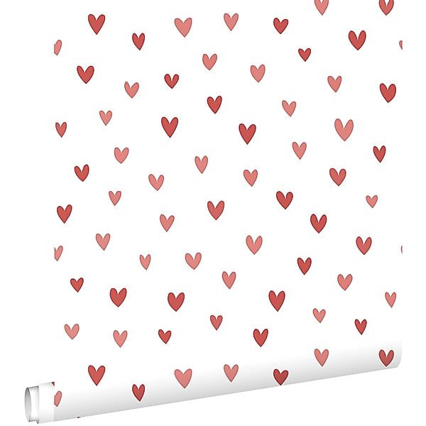 ESTAhome Tapete Herzchen Weiß und Rosa 50 x 900 cm günstig online kaufen