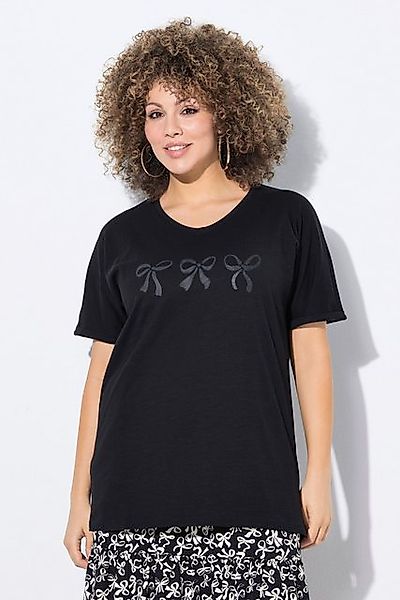 Ulla Popken T-Shirt T-Shirt Schleifen Oversized V-Ausschnitt Halbarm günstig online kaufen